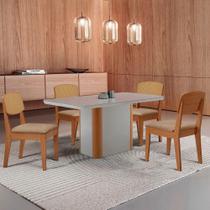 Mesa De Jantar Isadora 120cm Tampo Mdf Vidro Com 4 Cadeiras Turim 07/off/naturale/serig. Off