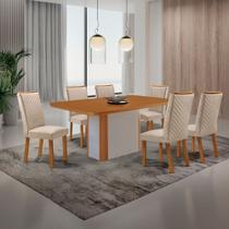 Mesa de Jantar Isadora 180 Cm Tampo MDF Canto Copo Laminado Com 6 Cadeiras Lira Mesa de Jantar Isadora 180 Cm Tampo MDF Canto Copo Laminado Com 6 Cadeiras Lira