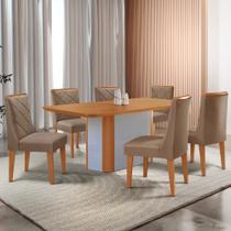 Mesa de Jantar Isadora 180cm Tampo MDF Laminado Canto Copo com 6 Cadeiras Isadora Moderna Mobília