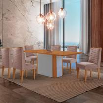 Mesa De Jantar Isadora 180cm Tampo Mdf Laminado Linho Capuccino Naturale Off White