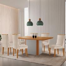 Mesa De Jantar Isadora 180cm Tampo Mdf Laminado Veludo Creme Naturale Off White