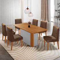 Mesa De Jantar Isadora 180cm Tampo Mdf Laminado Veludo Marrom Naturalle Off White