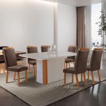 Mesa de Jantar Isadora 180cm Tampo MDF Vidro Canto Copo com 6 Cadeiras Aline Mesa de Jantar Isadora 180cm Tampo MDF Vidro Canto Copo com 6 Cadeiras Aline