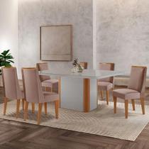 Mesa De Jantar Isadora 180cm Tampo Mdf Vidro Com 6 Cadeira Diane Linho Capuccino Off White Natural Serigueira Mesa De Jantar Isadora 180cm Tampo Mdf Vidro Com 6 Cadeira Diane Linho Capuccino Off White Natural Serigueira