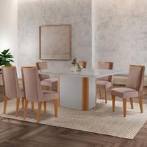 Mesa de Jantar Isadora 180cm Tampo MDF Vidro com 6 Cadeiras Diane