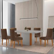 Mesa de Jantar Isadora 180cm Tampo MDF Vidro com 6 Cadeiras Lisboa
