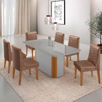 Mesa De Jantar Isadora 180cm Tampo Mdf Vidro Com 6 Cadeiras Tork Naturale Serigrafia Off White Mesa De Jantar Isadora 180cm Tampo Mdf Vidro Com 6 Cadeiras Tork Naturale Serigrafia Off White