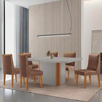 Mesa De Jantar Isadora 180cm Tampo Mdf Vidro Com 6 Cadeiras Tork Naturale Serigrafia Off White Mesa De Jantar Isadora 180cm Tampo Mdf Vidro Com 6 Cadeiras Tork Naturale Serigrafia Off White