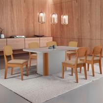Mesa De Jantar Isadora 180cm Tampo Mdf Vidro Com 6 Cadeiras Turim 07 /off /naturale /serig Off