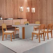 Mesa De Jantar Isadora 180cm Tampo Mdf Vidro Com 6 Cadeiras Veludo Creme/off/nat/serig. Off Mesa De Jantar Isadora 180cm Tampo Mdf Vidro Com 6 Cadeiras Veludo Creme/off/nat/serig. Off