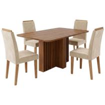Mesa de Jantar Isadora MDF Com 4 Cadeiras Estofadas Suede MOLCI