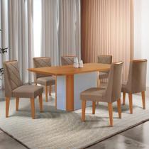 Mesa De Jantar Isadora Tampo MDF 6 Cadeiras Isadora Moderna Veludo Capuccino Naturalle Mesa De Jantar Isadora Tampo MDF 6 Cadeiras Isadora Moderna Veludo Capuccino Naturalle