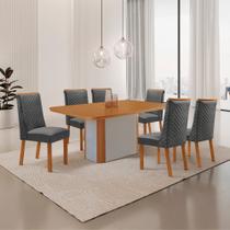 Mesa de Jantar Isadora Yasmin 180 cm Tampo MDF Canto copo Laminado com 6 Cadeiras Moderna Mobília Mesa de Jantar Isadora Yasmin 180 cm Tampo MDF Canto copo Laminado com 6 Cadeiras Moderna Mobília