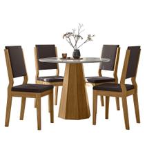 Mesa de Jantar Isis 100x100 com 4 Cadeiras Carol - New Ceval