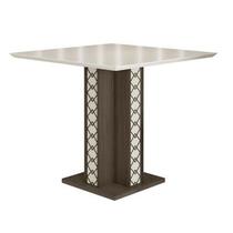 Mesa de Jantar Ísis 90cm com vidro Amêndoa/Off White - Poliman