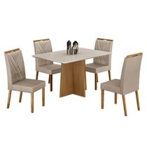 Mesa de Jantar Jade 120x80cm Cinamomo Off White com 4 Cadeiras Lara Veludo Bege - Valdemóveis