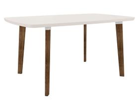 Mesa de Jantar Jade 6 lugares Pés Oblongo Off White com Vidro - RV Móveis