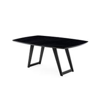 Mesa de Jantar Jesse Preta Com Tampo de Vidro Preto 190cm - 77299