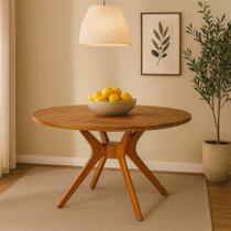 Mesa de jantar julia madeira maciça eucalipto ripada 110 cm