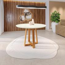 Mesa de Jantar Kappesberg em Madeira Maciça com Tampo de Vidro Off White 120cm Mesa de Jantar Kappesberg em Madeira Maciça com Tampo de Vidro Off White 120cm