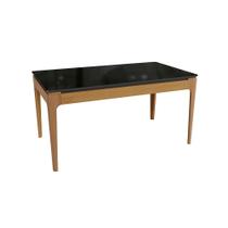 Mesa de Jantar Kappesberg em Madeira Maciça com Tampo de Vidro Preto Fosco 160cm Mesa de Jantar Kappesberg em Madeira Maciça com Tampo de Vidro Preto Fosco 160cm