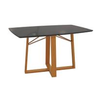Mesa de Jantar Kappesberg em Madeira Maciça com Tampo de Vidro Preto Fosco 170cm Mesa de Jantar Kappesberg em Madeira Maciça com Tampo de Vidro Preto Fosco 170cm