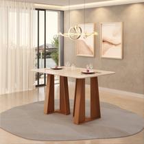 Mesa de Jantar Karen 1360 Tampo Chanfrado 2026 Marrom/Freijó/Off White Mesa de Jantar Karen 1360 Tampo Chanfrado 2026 Marrom/Freijó/Off White