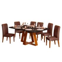 Mesa de Jantar Kiara 160cm Com 6 Cadeiras Yasmin D04 Freijó/Preto/Veludo Moca - Mpozenato