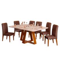 Mesa de Jantar Kiara 160cm Com 6 Cadeiras Yasmin D04 Freijó/Veludo Moca - Mpozenato