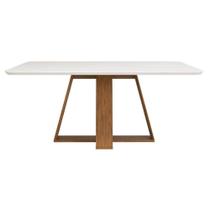 Mesa De Jantar Kiara Tampo Chanfrado Curvo Freijó Off White - Dj Móveis