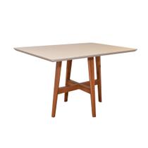 Mesa de Jantar Lara Madeira Maciça 120x90 Tampo Com Vidro Off White Mesa de Jantar Lara Madeira Maciça 120x90 Tampo Com Vidro Off White