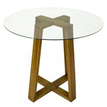 Mesa De Jantar Lary 70cm Vidro Temperado Redonda Escrivaninha Para Sala Estar Cozinha Escritório Redondo Base Madeira Mesa De Jantar Lary 70cm Vidro Temperado Redonda Escrivaninha Para Sala Estar Cozinha Escritório Redondo Base Madeira