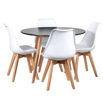 Mesa de jantar Leda 100 cm + 4 cadeiras estofadas Leda
