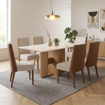 Mesa de Jantar Leo H02 6 Lugares Retangular MDF 160CM Off White D'Rossi Mesa de Jantar Leo H02 6 Lugares Retangular MDF 160CM Off White D'Rossi
