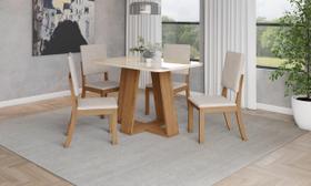 Mesa de Jantar Lins 120 C. Vidro 4 Cad. Milla Linho - Henn