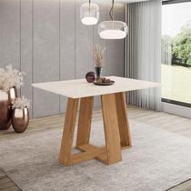 Mesa de Jantar Lins 120 cm Ambiente Canto Reto sem Vidro Nature Off White Henn