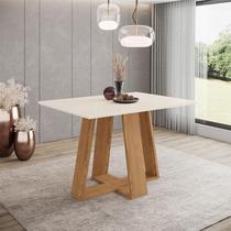 Mesa de Jantar Lins 120 cm Ambiente Canto Reto sem Vidro Nature Off White Henn