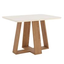 Mesa de Jantar Lins 120 cm Canto Arredondado com Vidro Nature Off White Henn