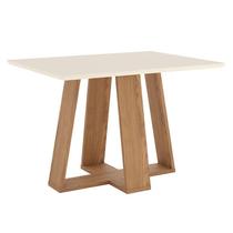 Mesa de Jantar Lins 120 cm Canto Reto sem Vidro Nature Off White Henn