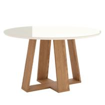 Mesa De Jantar Lins 140 Cm Redonda Com Vidro Nature Off White - Henn Mesa De Jantar Lins 140 Cm Redonda Com Vidro Nature Off White - Henn