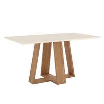 Mesa de Jantar Lins 160 cm Canto Reto sem Vidro Nature Off White Henn Mesa de Jantar Lins 160 cm Canto Reto sem Vidro Nature Off White Henn