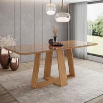 Mesa de Jantar Lins 200 cm Ambiente Canto Arredondado com Vidro Nature Henn Mesa de Jantar Lins 200 cm Ambiente Canto Arredondado com Vidro Nature Henn