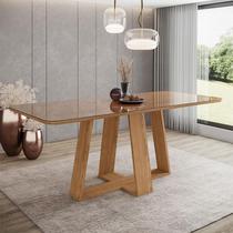 Mesa de Jantar Lins 200 cm Ambiente Canto Arredondado com Vidro Nature Henn Mesa de Jantar Lins 200 cm Ambiente Canto Arredondado com Vidro Nature Henn