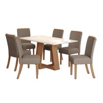 Mesa de Jantar Lins Tampo de MDF com 6 Cadeiras Malu - Móveis Henn
