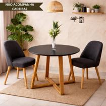 Mesa de Jantar Livia 90cm Base Madeira Maciça - Preta
