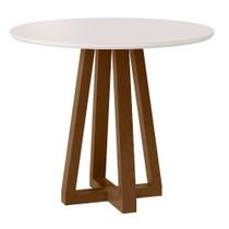 Mesa de Jantar Livia Piccola Redonda 90cm Tampo Laqueado, Madeira de Reflorestamento, MDF 18mm Ambar/Off Sonetto Mesa de Jantar Livia Piccola Redonda 90cm Tampo Laqueado, Madeira de Reflorestamento, MDF 18mm Ambar/Off Sonetto