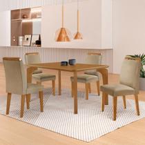 Mesa de Jantar Liz 120cm MDF Canto copo e com 4 Cadeiras Athenas