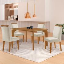 Mesa de Jantar Liz 120cm MDF Canto copo e com 4 Cadeiras Athenas