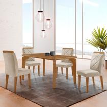 Mesa de Jantar Liz 120cm MDF Canto copo e com 4 Cadeiras Melissa