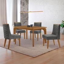 Mesa de Jantar Liz 120cm MDF Canto copo e com 4 Cadeiras Safira